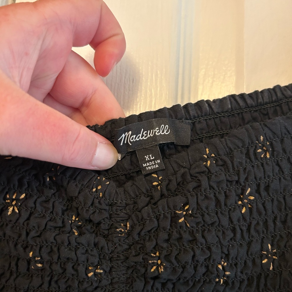 Madewell Black Floral Mini Puff Sleeve Dress - Picture 3 of 5